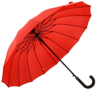 Зонт-трость женский Frei Regen 1031-1 FLS, ручка крюк, 16 спиц, красный