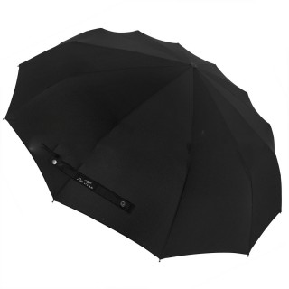 Зонт мужской Popular 2600 L-K 12 спиц чёрный, полный автомат, крюк кожа
