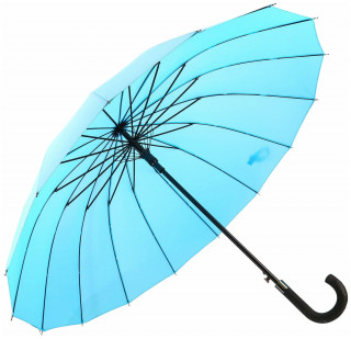 Зонт-трость женский Frei Regen 1031-6 FLS, ручка крюк, 16 спиц, голубой