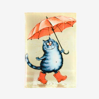 Обложка для проездного Grand, 02-048-114 "Кот с красным зонтом"